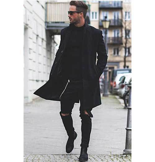 All Black Coat Outfits for Guys