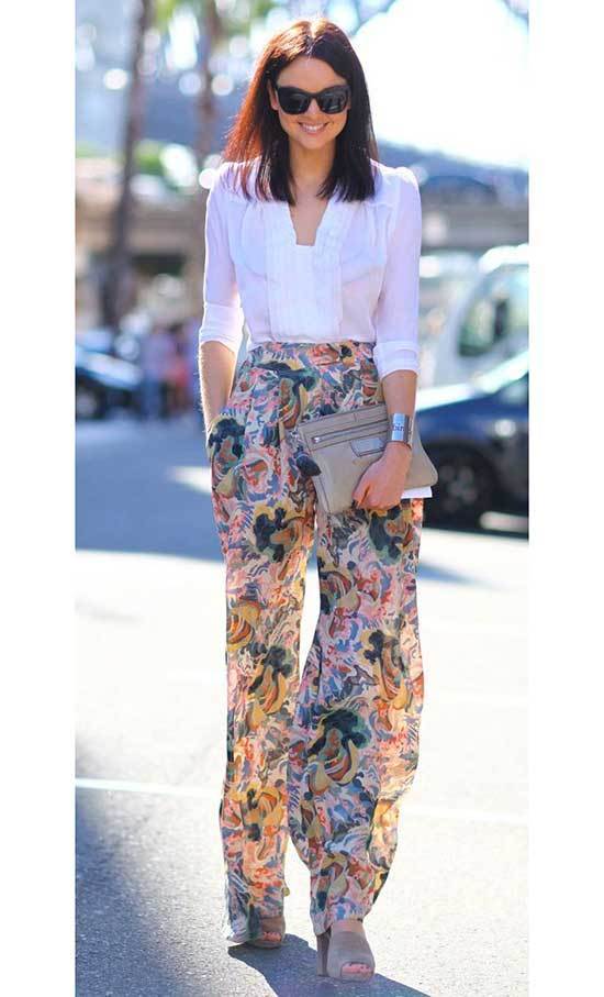 Floral High Waisted Wide Leg Trousers Outfits