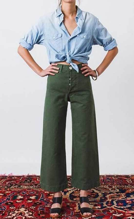 High Waisted Wide Leg Cropped Trousers Outfits