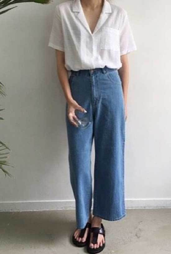 High Waisted Wide Leg Jean Trousers Outfits