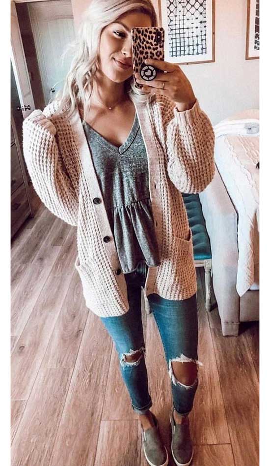 Chunky Cardigan Outfits-9